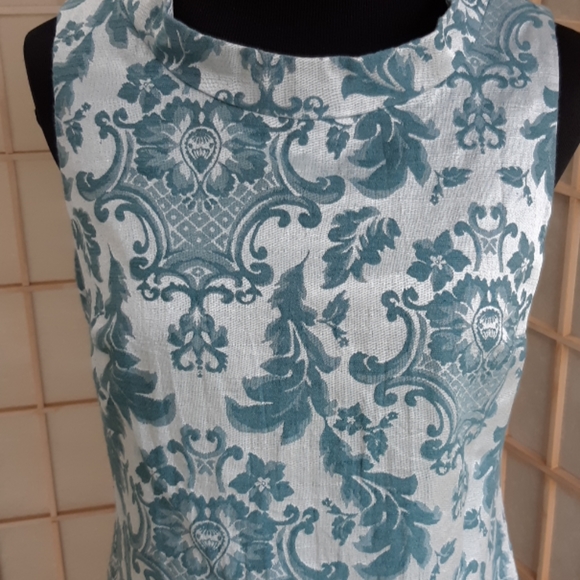Blue jacquard lined sleeveless sheath dress 6 - Picture 2 of 7